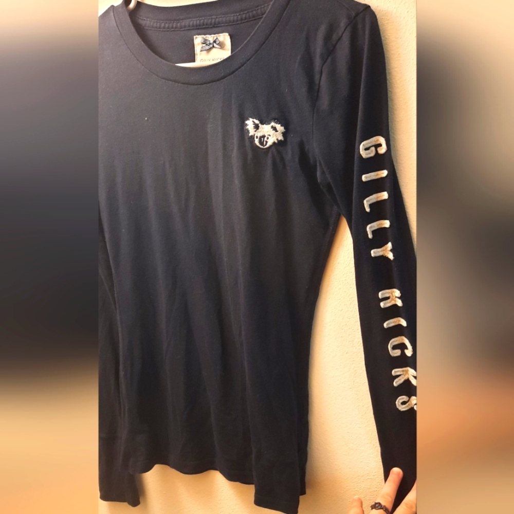 Y2K Hollister Gilly Hicks Dark Blue Long Sleeve Tee Size S